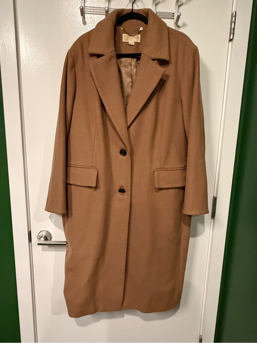 Michael Kors Camel Single-Breasted Wool Trench Coat